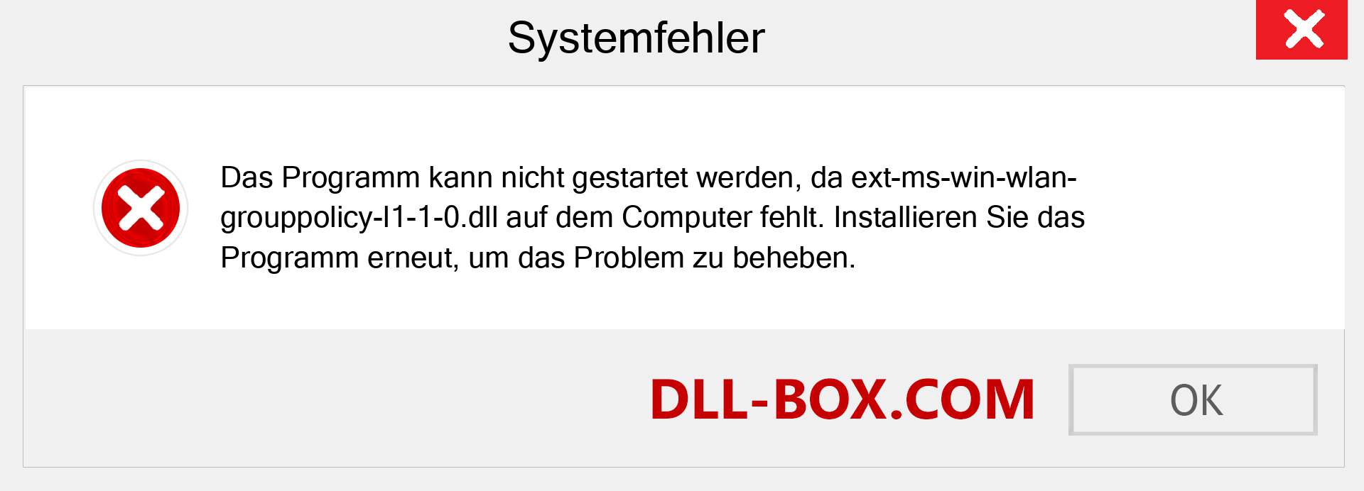 ext-ms-win-wlan-grouppolicy-l1-1-0.dll-Datei fehlt?. Download für Windows 7, 8, 10 - Fix ext-ms-win-wlan-grouppolicy-l1-1-0 dll Missing Error unter Windows, Fotos, Bildern